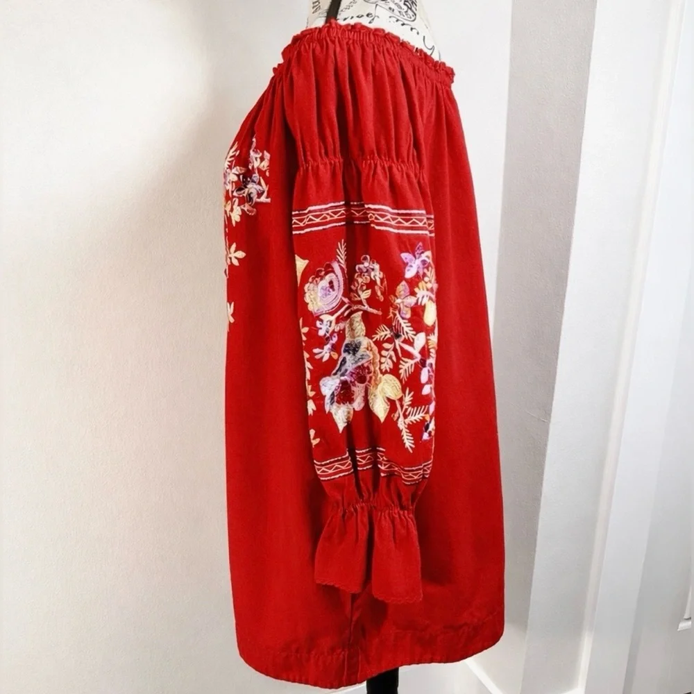 Free People Fleur Du Jour Enchanted Garden Off Shoulder Embroidered Dress XS💛